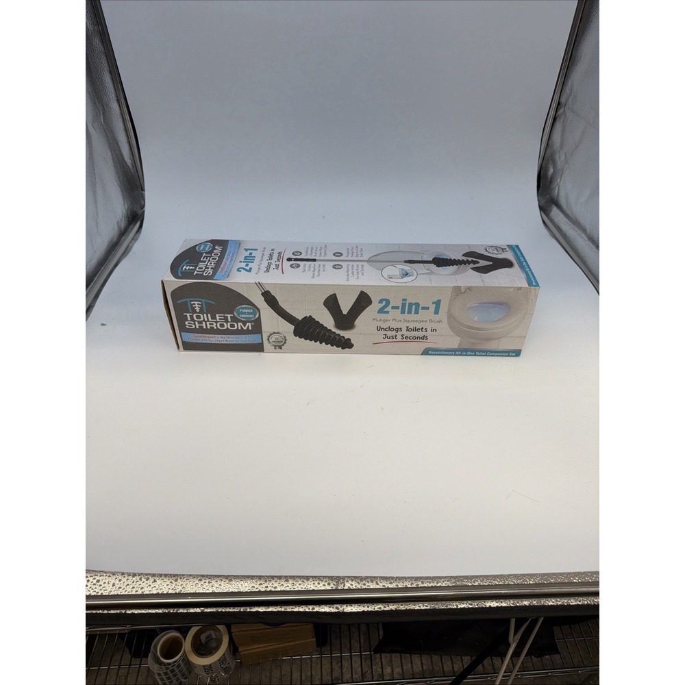 ToiletShroom 2-in-1 plunger and squeegee brush set in its original packaging